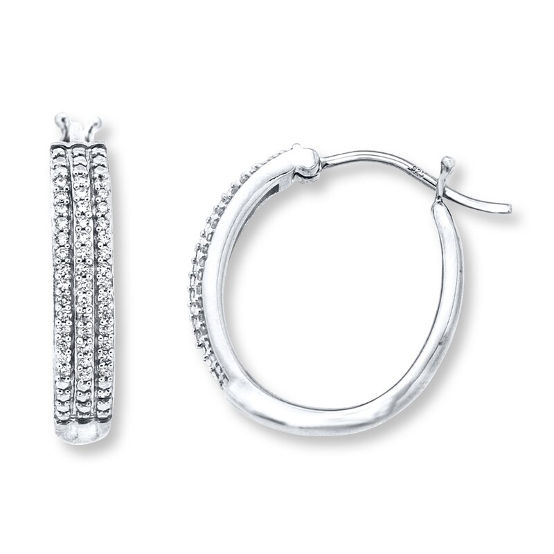 Diamond Hoop Earrings 1 4 Ct Tw Round Cut Sterling Silver Kay Diamond Hoop Earrings 1 4 Ct Tw Round Cut Sterling Silver Kay