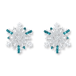 Snowflake Earrings 1/5 ct tw Diamonds Sterling Silver