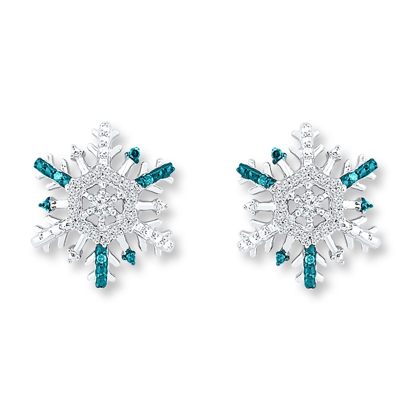 Main Image 1 of Snowflake Earrings 1/5 ct tw Diamonds Sterling Silver