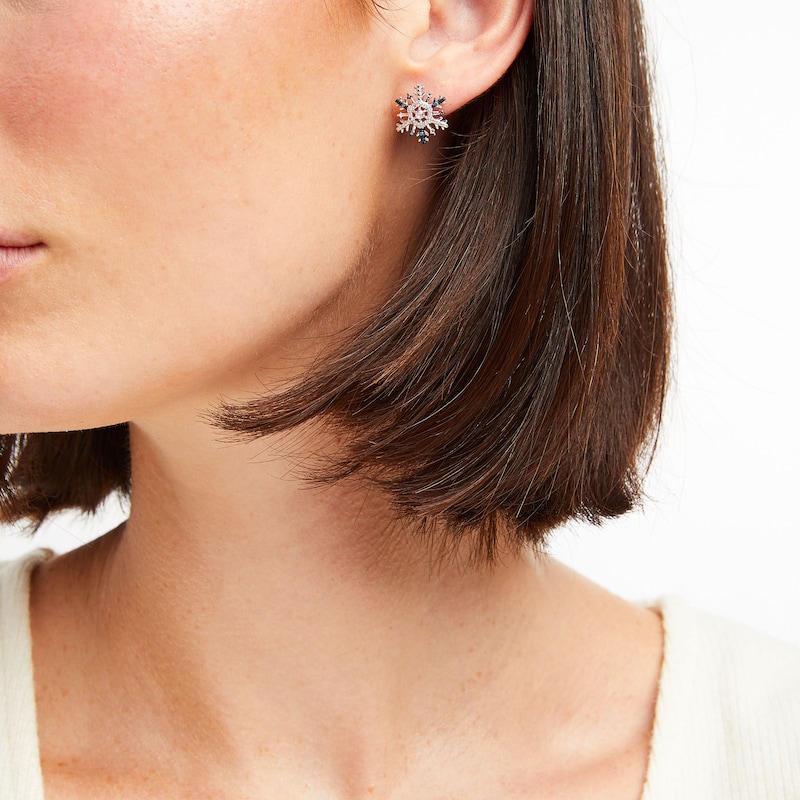 Main Image 2 of Snowflake Earrings 1/5 ct tw Diamonds Sterling Silver