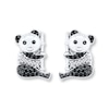 Thumbnail Image 0 of Panda Earrings 1/6 ct tw Diamonds Sterling Silver