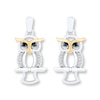 Owl Earrings 1/8 ct tw Diamonds Sterling Silver/10K Yellow Gold