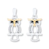 Thumbnail Image 1 of Owl Earrings 1/8 ct tw Diamonds Sterling Silver & 10K Yellow Gold