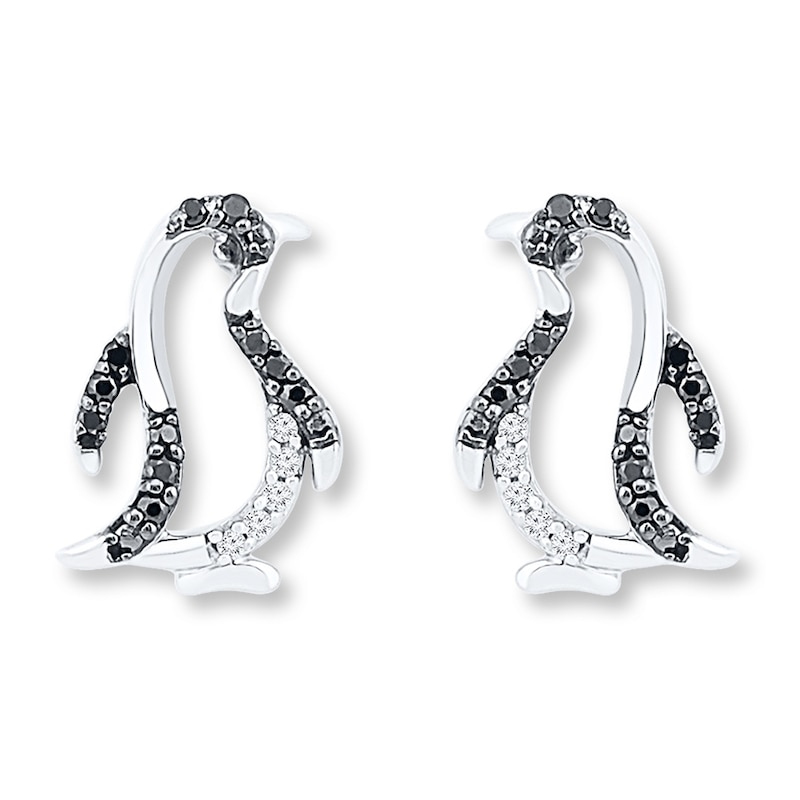 Main Image 1 of Penguin Earrings 1/8 ct tw Diamonds Sterling Silver