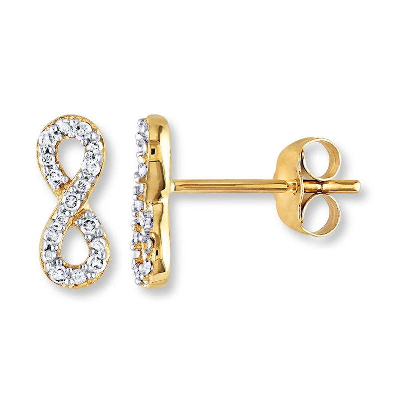 Main Image 1 of Diamond Infinity Earrings 1/10 ct tw Round-cut 10K Yellow Gold
