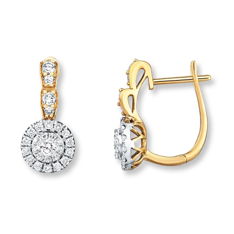 Main Image 1 of Diamond Earrings 5/8 ct tw Round-cut 14K Two-Tone Gold