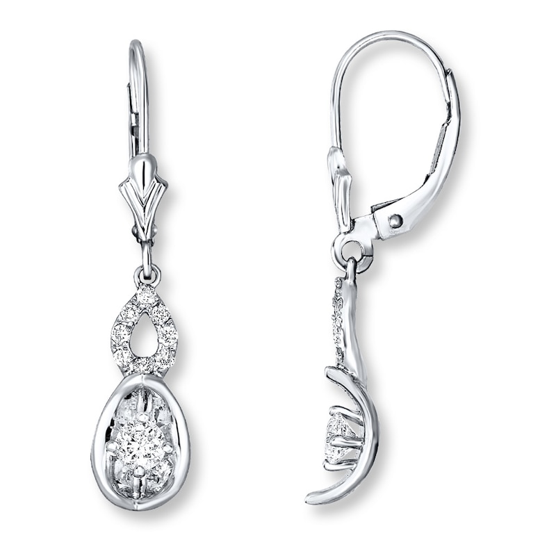 Main Image 1 of Dangle Earrings 3/8 ct tw Diamonds 10K White Gold