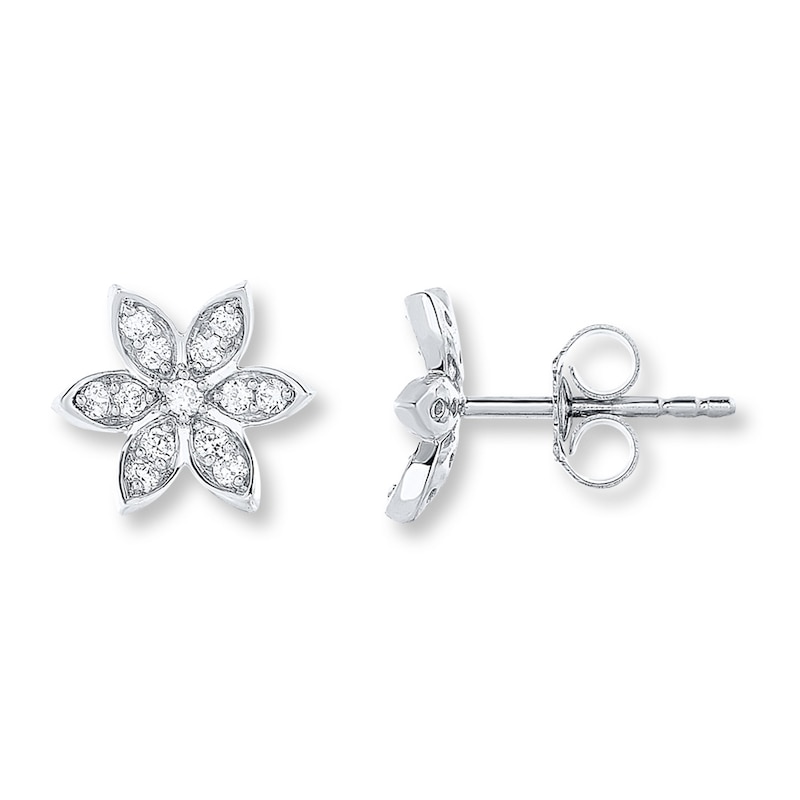 Diamond Flower Earrings 1/3 ct tw Round-cut 10K White Gold