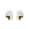 Thumbnail Image 1 of Paw Print Earrings 1/10 ct tw Diamonds Sterling Silver & 10K Yellow Gold