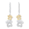 Thumbnail Image 1 of Paw Print Earrings 1/15 ct tw Diamonds Sterling Silver & 10K Yellow Gold
