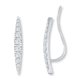 Earring Climbers 3/4 ct tw Diamonds 10K White Gold