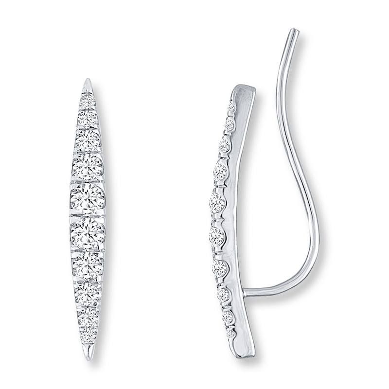 Earring Climbers 3/4 ct tw Diamonds 10K White Gold