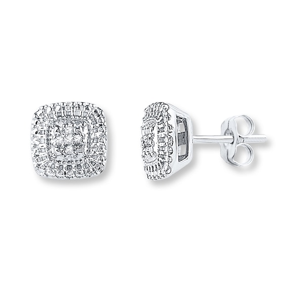 Diamond Earrings 1 Ct Tw Round Cut Sterling Silver Kay