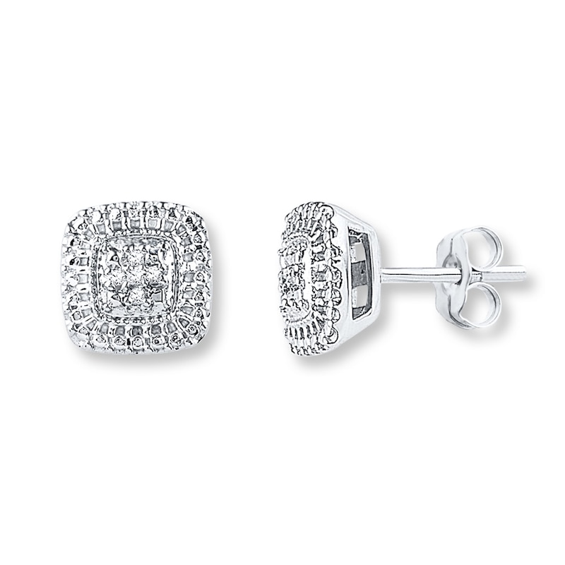 Main Image 1 of Diamond Earrings 1/20 ct tw Round-cut Sterling Silver