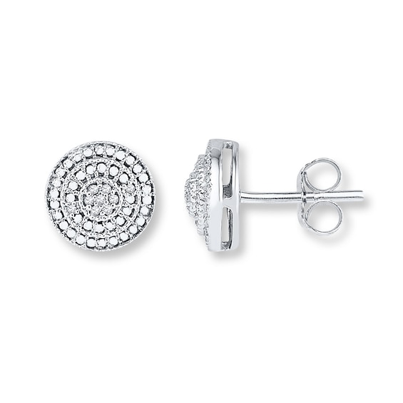 Circle Earrings Diamond Accents Sterling Silver | Kay