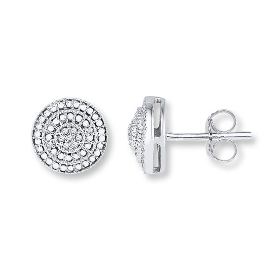 Circle Earrings Diamond Accents Sterling Silver | Kay