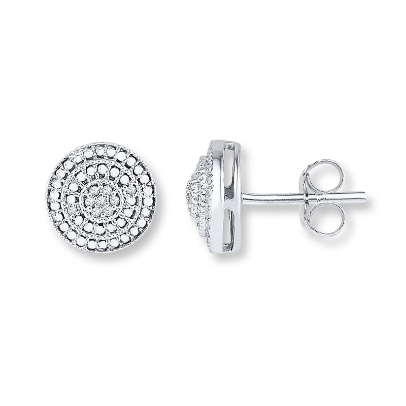 Main Image 1 of Circle Earrings Diamond Accents Sterling Silver