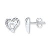 Thumbnail Image 1 of Heart Earrings Diamond Accents Sterling Silver