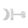 Thumbnail Image 1 of Crescent Moon Earrings 1/10 ct tw Diamonds Sterling Silver
