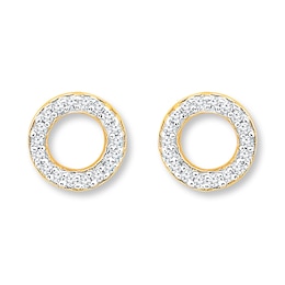 Diamond Circle Earrings 1/10 ct tw Round-cut 10K Yellow Gold