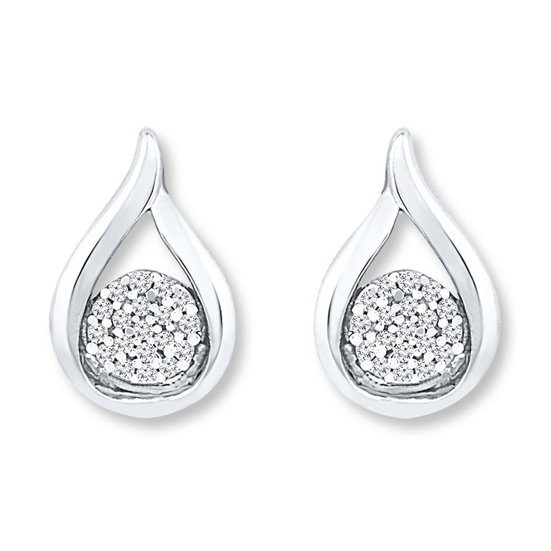 Diamond Teardrop Earrings 1/15 ct tw Round-cut Sterling Silver