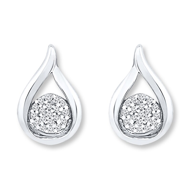 Main Image 1 of Diamond Teardrop Earrings 1/15 ct tw Round-cut Sterling Silver