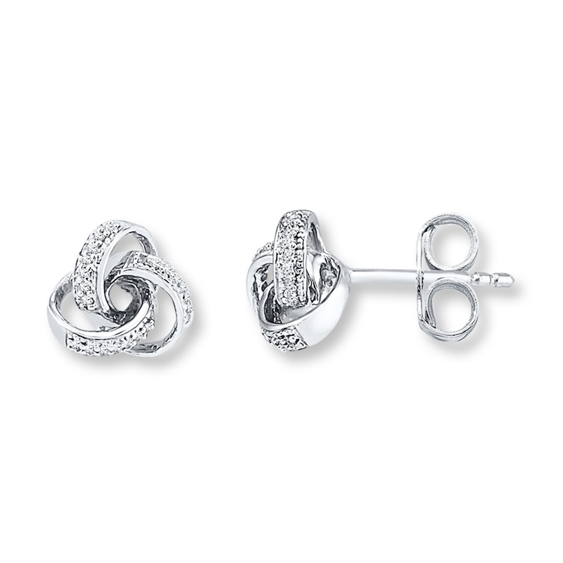 Main Image 1 of Knot Earrings 1/10 ct tw Diamonds Sterling Silver