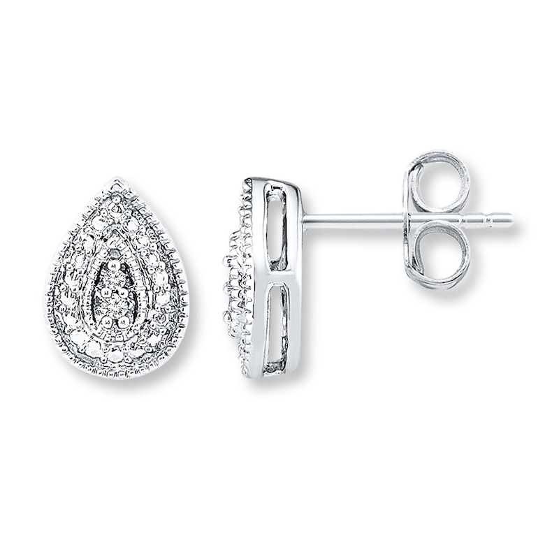 Main Image 1 of Teardrop Earrings Diamond Accents Sterling Silver
