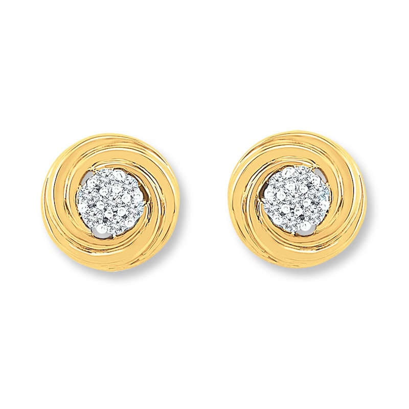 Main Image 1 of Diamond Earrings 1/15 ct tw Round-cut 10K Yellow Gold