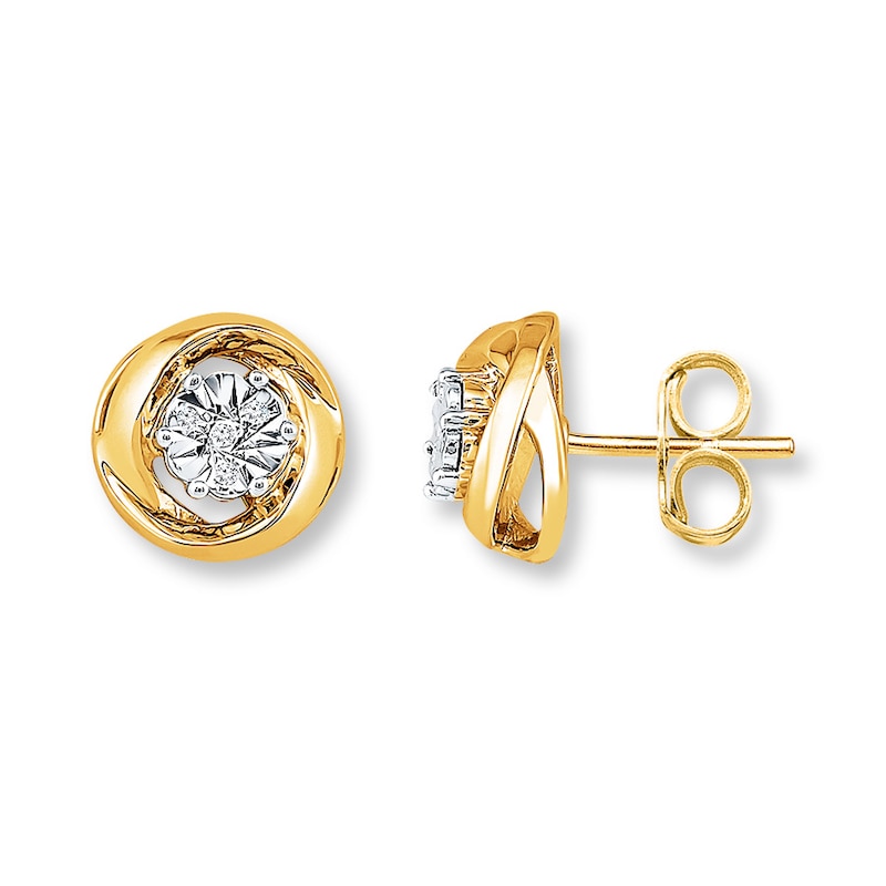 Main Image 1 of Diamond Earrings 10K Yellow Gold