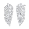 Diamond Leaf Earrings 1/4 ct tw Round-cut 10K White Gold