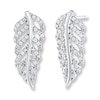 Thumbnail Image 1 of Diamond Leaf Earrings 1/4 ct tw Round-cut 10K White Gold