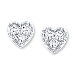 Diamond Heart Earrings 1/4 ct tw Round-cut 10K White Gold