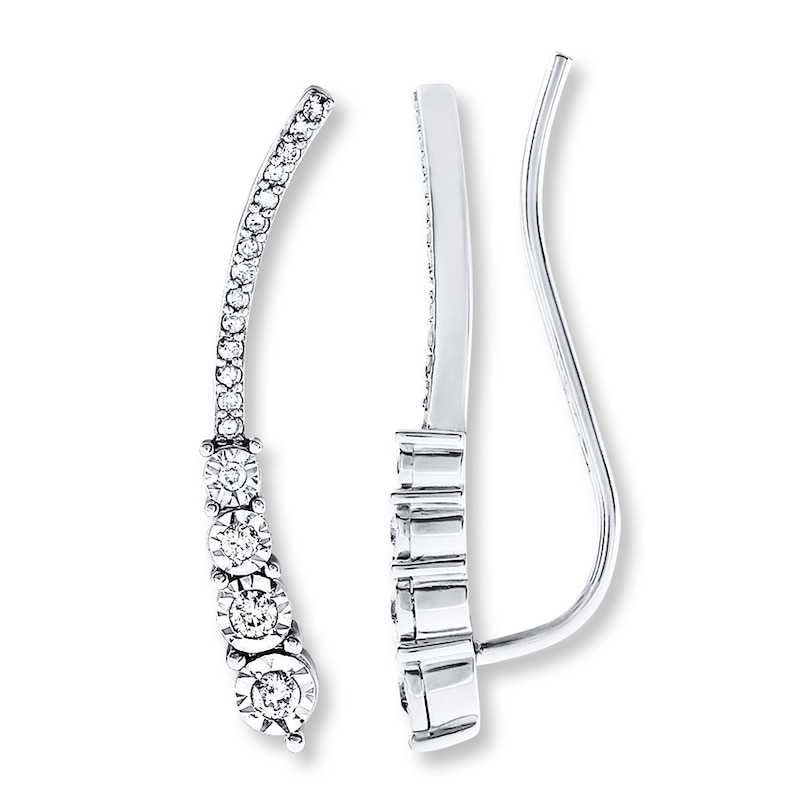 Earring Climbers 1/4 ct tw Diamonds Sterling Silver