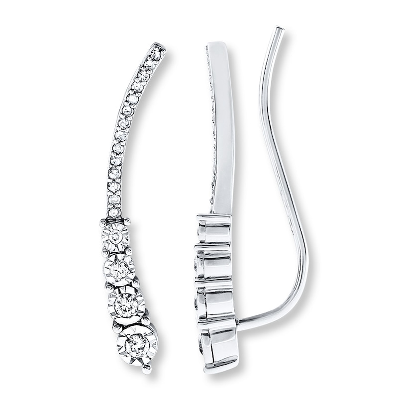 Main Image 1 of Earring Climbers 1/4 ct tw Diamonds Sterling Silver