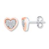 Thumbnail Image 0 of Heart Earrings 1/6 ct tw Diamonds Sterling Silver & 10K Rose Gold