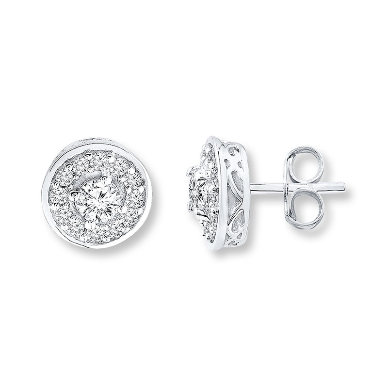Diamond Earrings 1/2 ct tw Round-cut Sterling Silver