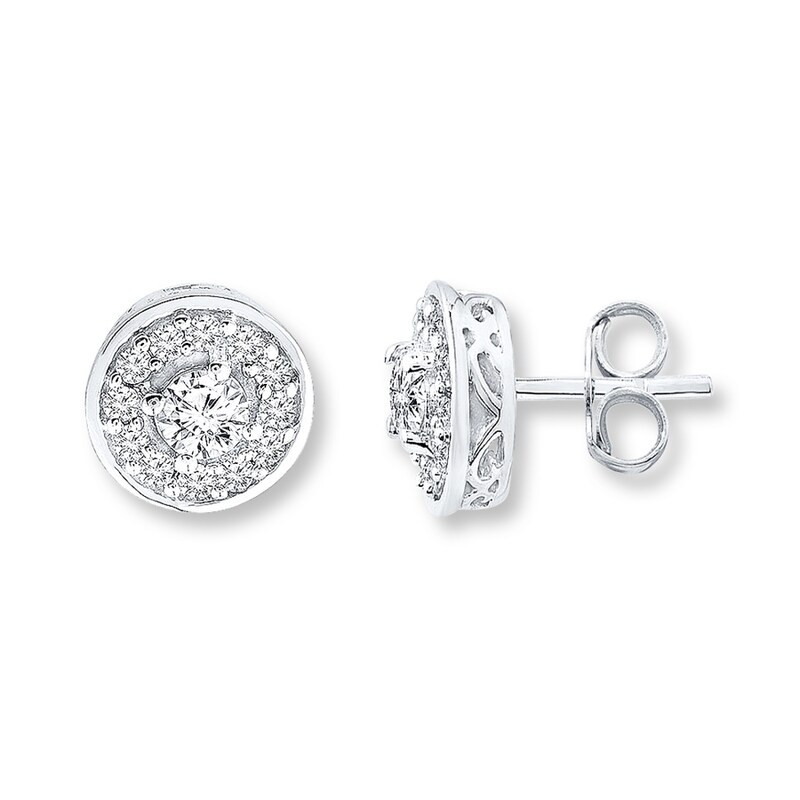 Diamond Earrings 1/2 ct tw Round-cut Sterling Silver