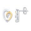 Heart Earrings 1/8 ct tw Diamonds Sterling Silver & 10K Yellow Gold