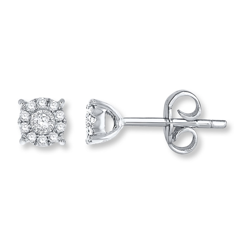 Main Image 1 of Diamond Earrings 1/10 ct tw Round-cut Sterling Silver