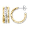 Thumbnail Image 1 of Beaded Hoop Earrings 1/2 ct tw Diamonds 10K Yellow Gold