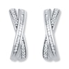 Thumbnail Image 1 of Diamond Hoop Earrings 1/4 ct tw Baguette-Cut Sterling Silver
