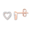 Thumbnail Image 0 of Diamond Heart Earrings 1/10 ct tw Round-cut 10K Rose Gold