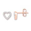 Thumbnail Image 1 of Diamond Heart Earrings 1/10 ct tw Round-cut 10K Rose Gold