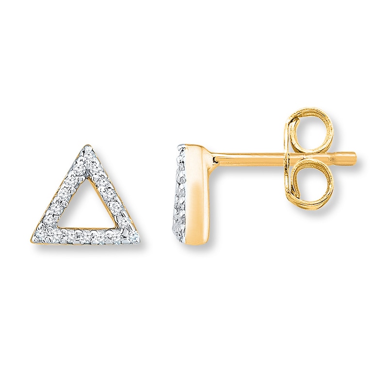 Diamond Triangle Earrings 1/10 ct tw Round-cut 10K Yellow Gold