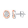 Oval Earrings 1/6 ct tw Diamonds Sterling Silver & 10K Rose Gold