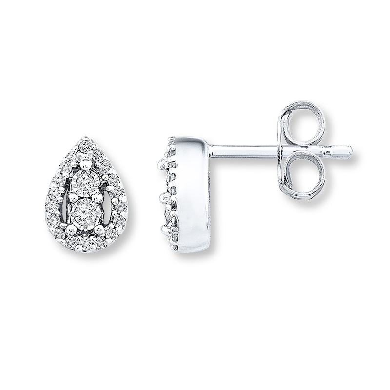 Main Image 1 of Teardrop Stud Earrings 1/8 ct tw Diamonds Sterling Silver