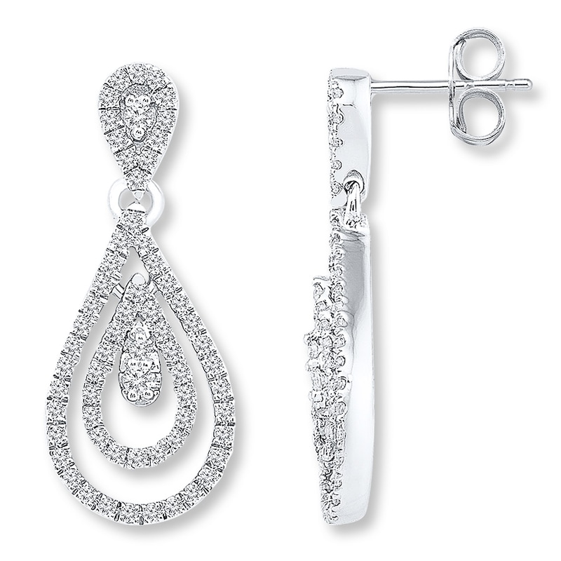 Main Image 1 of Diamond Earrings 3/4 ct tw Round-cut 10K White Gold