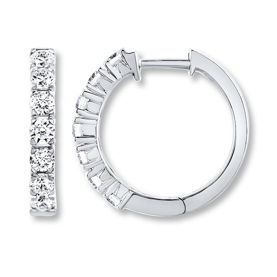 Kay THE LEO Diamond Hoop Earrings 7/8 ct tw Diamonds 14K White Gold
