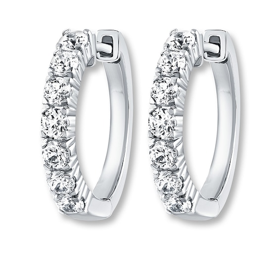 Thumbnail Image 3 of THE LEO Diamond Hoop Earrings 7/8 ct tw Diamonds 14K White Gold